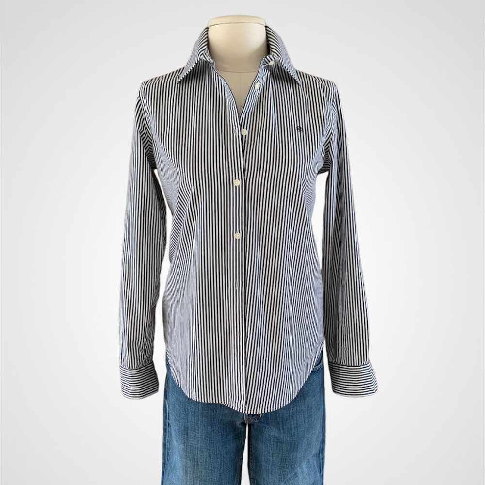Ralph Lauren White and Black Stripe Button-up Shirt
